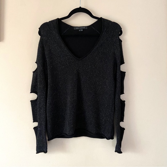 Skull Cashmere• Tyrone Cutout Slit Sleeve Sweater in Black silver - Picture 7 of 13